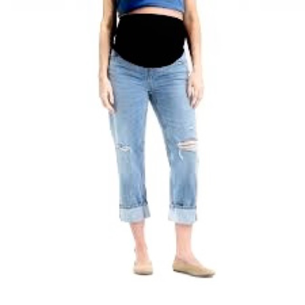 Maternity Boyfriend cuffed Stretch Jeans 28”